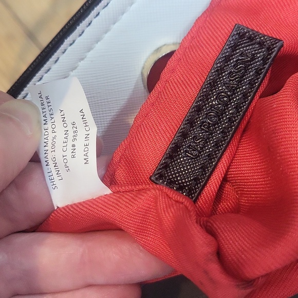 U.S. POLO ASSN Black White Tan Convertible Crossbody with Belted Lock - Picture 14 of 16